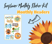 Sunflower Theme Monthly Bujo Sticker Kit - Physical Stickers