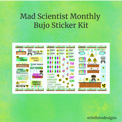 Mad Scientist Monthly Planner Sticker Kit Digital Download