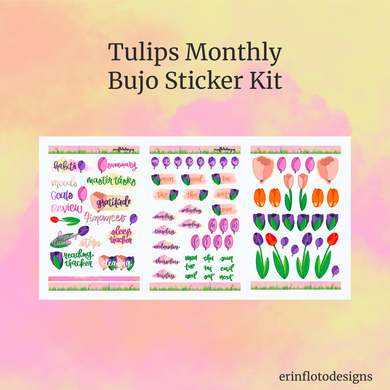 Tulips Monthly Planner Sticker Kit Digital Download