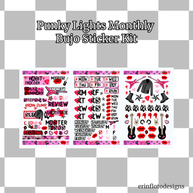 Punky Lights Monthly Bujo Sticker Kit Digital Download