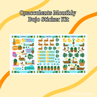 Quacculents Monthly Bujo Sticker Kit - Physical Stickers