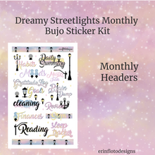 Dreamy Streetlights Monthly Bujo Sticker Kit Digital Download