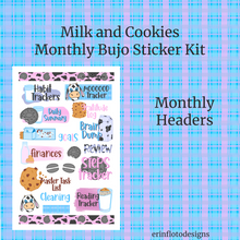 Milk and Cookies Monthly Bujo Sticker Kit - Physical Stickers