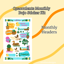 Quacculents Monthly Bujo Sticker Kit - Physical Stickers