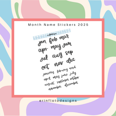 2025 Month Name Digital Download Stickers