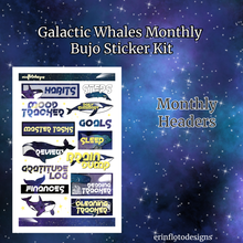 Galactic Whales Monthly Bujo Sticker Kit - Physical Stickers