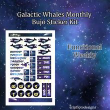 Galactic Whales Monthly Bujo Sticker Kit Digital Download