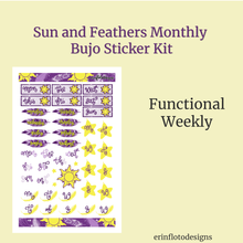 Sun and Feathers Monthly Bujo Sticker Kit Digital Download