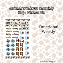 Animal Windows Monthly Bujo Sticker Kit - Physical Stickers