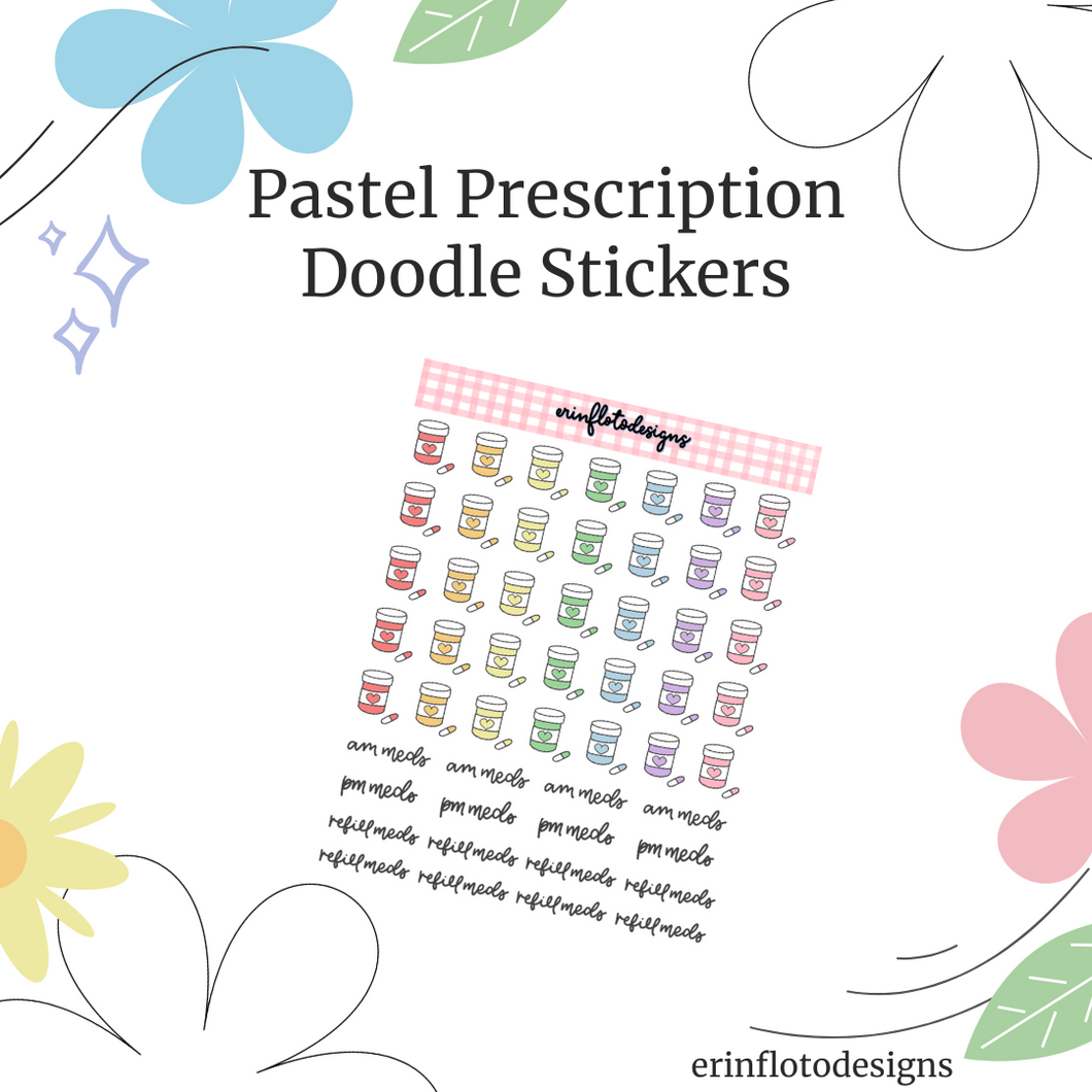 Pastel Prescription Mini Stickers Digital Download