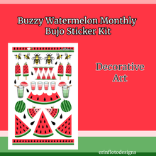 Buzzy Watermelon Monthly Bujo Sticker Kit Digital Download