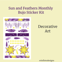 Sun and Feathers Monthly Bujo Sticker Kit - Physical Stickers