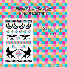 Disco Birds Monthly Bujo Sticker Kit Digital Download