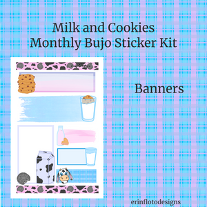 Milk and Cookies Monthly Planner Sticker Kit Digital Download