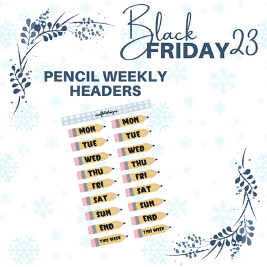 Pencil Weekly Header Stickers Digital Download
