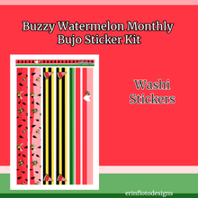 Buzzy Watermelon Monthly Bujo Sticker Kit - Physical Stickers