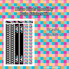 Disco Birds Monthly Bujo Sticker Kit Digital Download