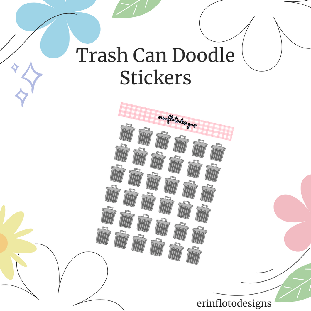 Trash Can Mini Stickers Digital Download