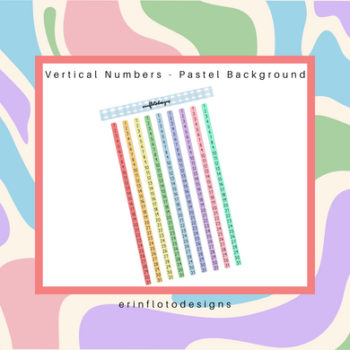 Vertical Numbers - Pastel Background Digital Download