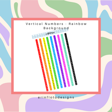 Vertical Numbers - Rainbow Background Digital Download