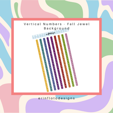 Vertical Numbers - Fall Jewel Background Digital Download