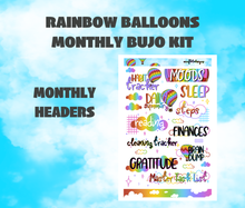 Rainbow Balloons Monthly Bujo Sticker Kit Digital Download
