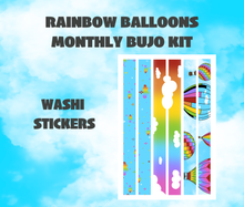 Rainbow Balloons Monthly Bujo Sticker Kit Digital Download