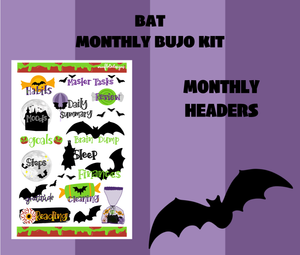 Digital Download - Bat Theme Monthly Planner Sticker Kit