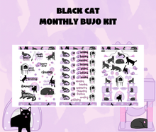 Black Cat Theme Monthly Planner Sticker Kit Digital Download