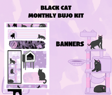 Black Cat Theme Monthly Planner Sticker Kit Digital Download