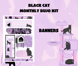 Digital Download - Black Cat Theme Monthly Planner Sticker Kit