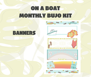 On A Boat Monthly Bujo Sticker Kit Digital Download