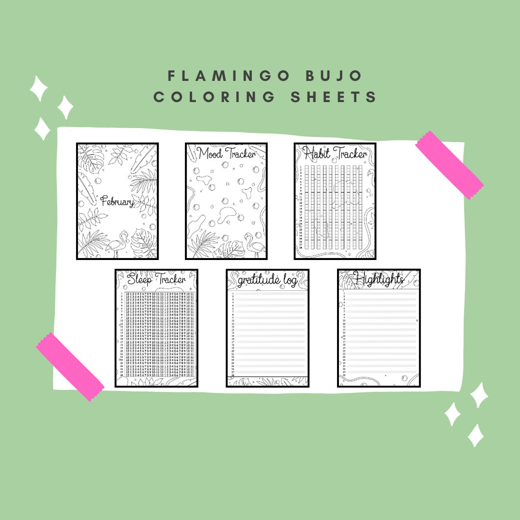 Flamingo Bujo Coloring Sheets