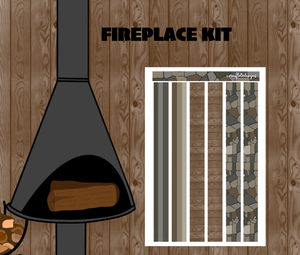 Fireplace Monthly Bujo Sticker Kit Digital Download