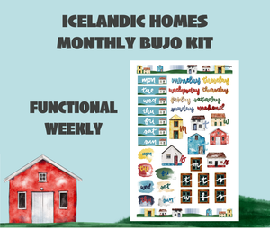 Icelandic Homes Monthly Bujo Sticker Kit Digital Download