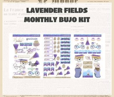 Digital Download - Lavender Fields Monthly Bujo Sticker Kit
