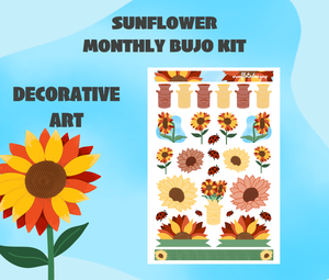 Sunflower Theme Monthly Planner Sticker Kit Digital Download
