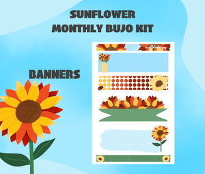 Digital Download - Sunflower Theme Monthly Planner Sticker Kit