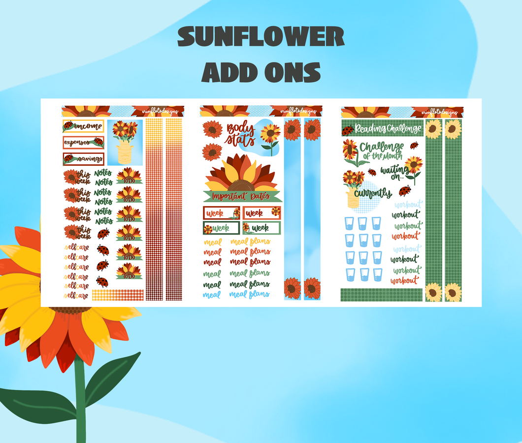 Sunflower Theme Add Ons Digital Download