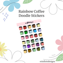 Rainbow Coffee Cup Mini Stickers Digital Download