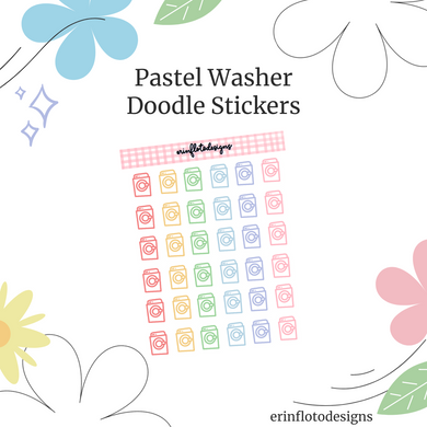 Pastel Washer Icons Mini Stickers Digital Download