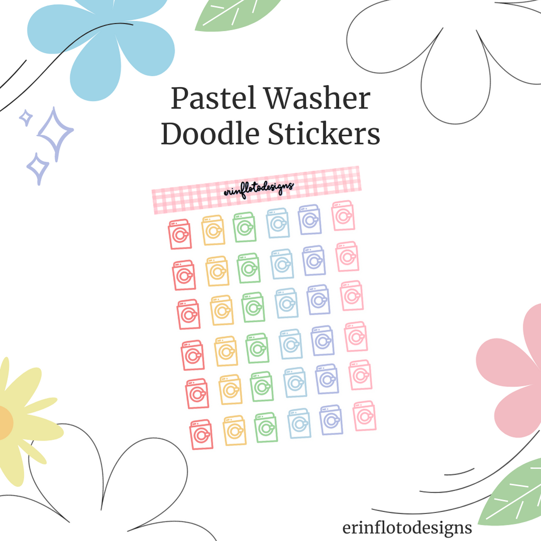 Pastel Washer Icons Mini Stickers Digital Download