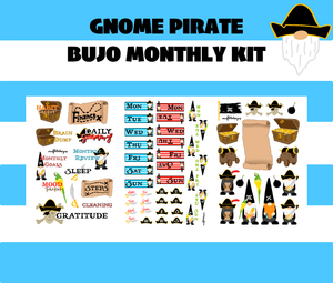 Pirate Gnome Monthly Bujo Sticker Kit Digital Download