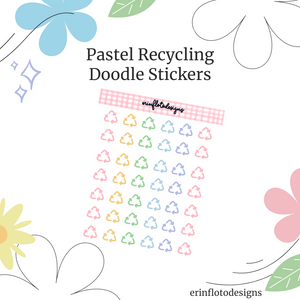 Pastel Recycling Icons Mini Stickers Digital Download