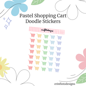 Digital Download - Pastel Shopping Cart Mini Stickers