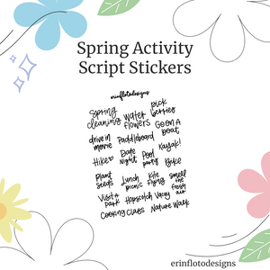 Spring Activities Script Stickers Digital Download
