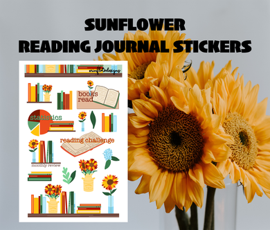 Sunflower Reading Journaling Stickers Digital Download