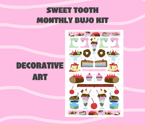 Sweet Tooth Theme Monthly Planner Sticker Kit Digital Download