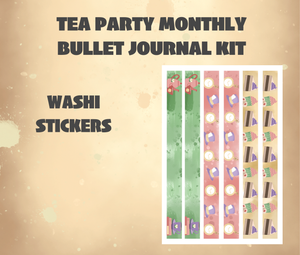 Tea Party Monthly Bujo Sticker Kit Digital Download
