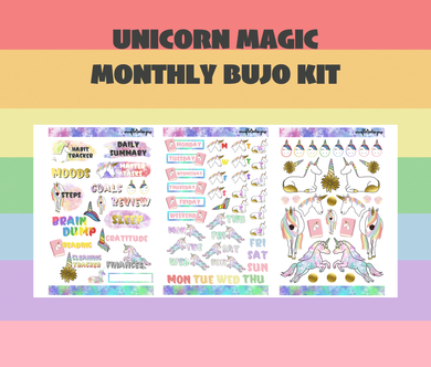 Unicorn Monthly Bujo Sticker Kit Digital Download